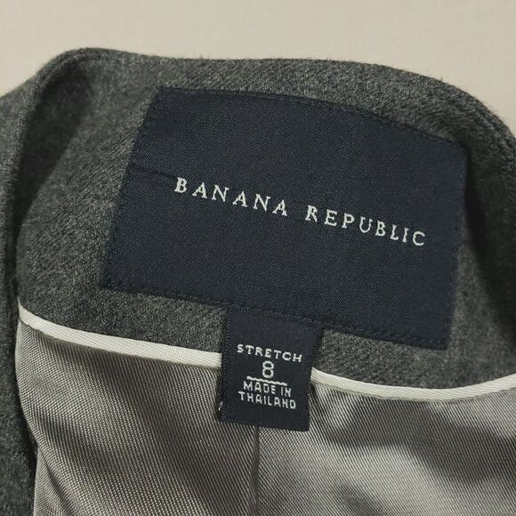 Banana Republic Blazer Jacket Women 8 Grey Wool Stretch Lined Career Business - Picture 9 of 12